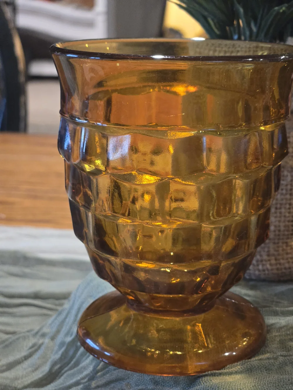 Indiana Glass Amber Textured Pedestal Goblets - Set of 4